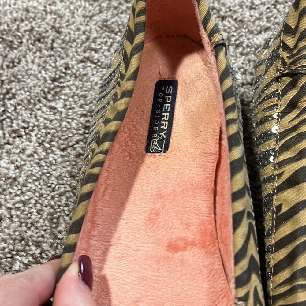 Sperry Size 8 Brown Zebra And Sequin Moccasin/Sli… - image 2